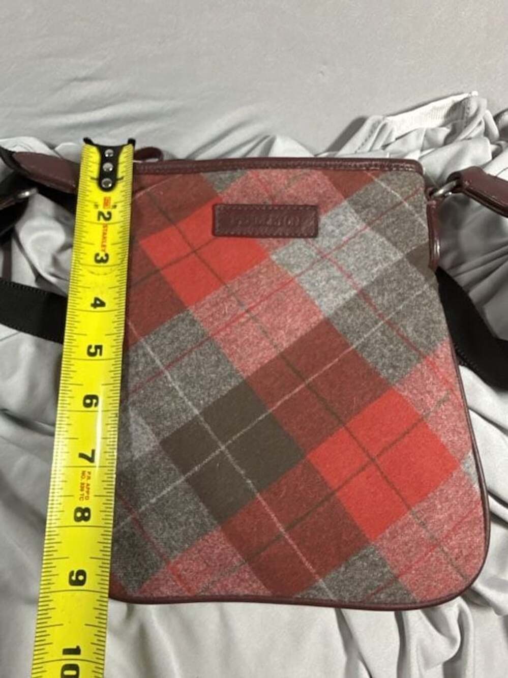 Pendleton Red Plaid Wool and Leather Crossbody Bag - Picture 8 of 11